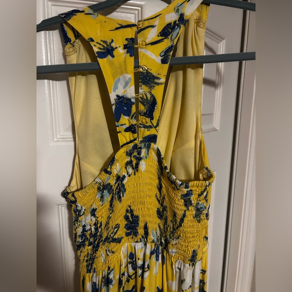 Japna Yellow and Blue Floral Maxi Dress - Picture 2 of 3